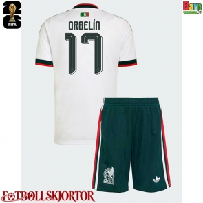 Mexiko Orbelin Pineda #17 Borta Kläder Barn VM 2026 Kortärmad (+ Korta byxor)